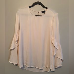 Bardot Champagne Pink Blouse with Long Bell Sleeves Size 4/XS